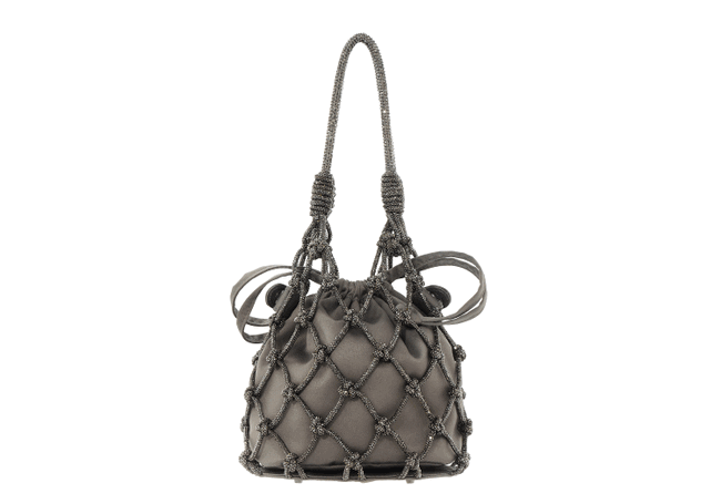 Judith Leiber Sparkle Gray Net Pouch Judith Leiber Sparkle Gray Net Pouch